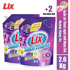 COMBO 2 túi nước giặt Lix sạch thơm hương ngàn hoa 2 túi x 2.6kg N7402