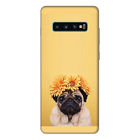 Ốp lưng điện thoại Samsung S10 Plus hình Cún Con Đội Mũ Hoa