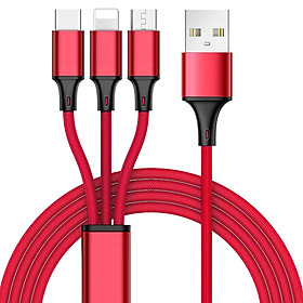 Cáp Sạc Đa Năng 3 Đầu : Lightning - Type C - Micro USB. Sạc Tốc Độ Cao (Có Thể Truyền Dữ Liệu)