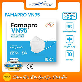 Khẩu trang y tế kháng khuẩn 4 lớp Famapro VN95 Nam Anh màu trắng 10 cái