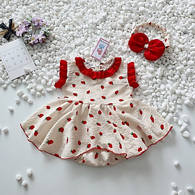[3-12kg] Body Dâu Đỏ NHÍM XÙ KIDS Cho Bé Gái Sơ Sinh, Đầy Tháng, Thôi Nôi, Sinh Nhật Chất Đũi Xốp B057