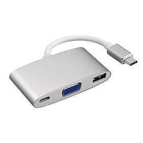 Bộ chuyển đổi Type-C sang tín hiệu VGA(2K)+HUB