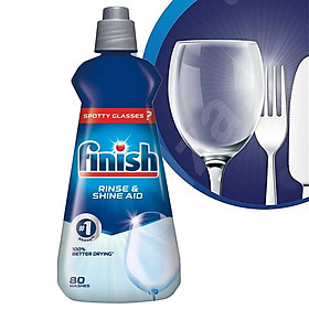 Nước làm bóng và khô bát, đĩa Finish Dishwasher Rinse & Shine Aid Regular 400ml QT017391, nước trợ xả máy rửa bát