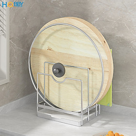 Kệ để nắp vung thớt 3 ngăn inox 304 Hobby home decor TT10 có khay nhựa