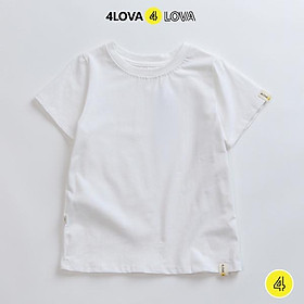 Áo thun cộc tay logo bé trai 4lova chất cotton co giãn cao cấp phong cách Hàn Quốc