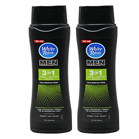 Combo 2 Sữa tắm gội White Rain for men 3-in-1 Fresh Mountain Spring 443mlchai