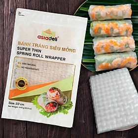 Bánh Tráng Siêu Mỏng Asiadeli 22 cm x 16 cm Không Nhúng Nước gói 300g Hàng Xuất Khẩu