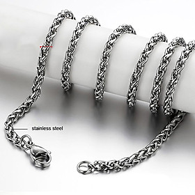 Dây chuyền nam inox thời trang kiểu bông dừa xoắn phukienpt kích cỡ 3mm màu trắng thép không gỉ PTDCNA16