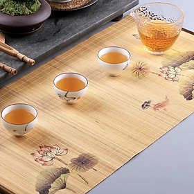 Chiếu tre , thảm tre trải bàn trà hoa sen 30x60 cm