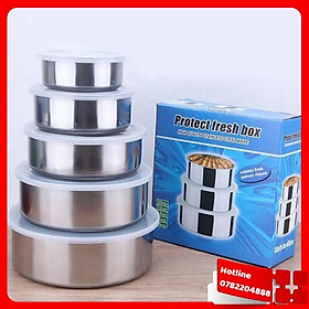 Mua Bộ 5 Hộp Thố Inox Có Nắp Đậy Sililon - Bộ Thố Inox Đựng Thực Phẩm Trong Tủ Lạnh Đa Năng Tiện Dụng - Loại Tốt