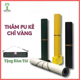 Thảm Tập Yoga Định Tuyến Chỉ Vàng PU Cao Cấp - YOGA QG, Chống Trơn Trượt, Thấm Hút Mồ Hôi, Đường Định Tuyến Chỉ Vàng Bắt Mắt, Tặng Kèm Túi Đựng - Hàng chính hãng