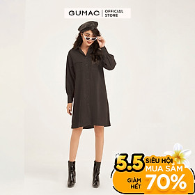 Đầm suông nữ GUMAC DB1149 thiết kế sơ mi 2 túi