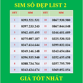 SIM SỐ ĐẸP VIETTEL DẠNG TAXI TIẾN - ĐĂNG KÝ ONLINE CHÍNH CHỦ - Chọn List 02 - Hàng Chính Hãng