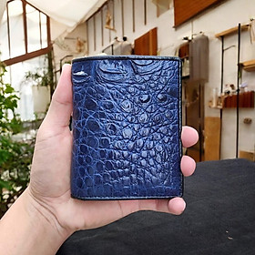 Ví cá sấu dáng đứng. 2 Mặt da cá sấu trơn cao cấp. Xanh navy siêu đẹp!