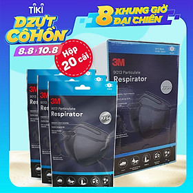 Khẩu trang 3M KF94 9013 Hộp 20 cái - Lọc bụi mịn PM2.5, kháng khuẩn (màu đen)