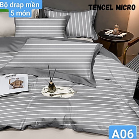 Bộ drap mền tencel hàn quốc 5 món ( 1 drap + 1 chăn chần bông + 3 áo gối) đủ size