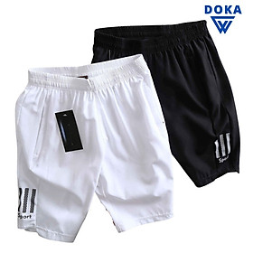 Combo 2 Quần shorts thể thao nam dạng sọt sport đùi chất thun lạnh 4 chiều cao cấp phù hợp tập gym hay mặc nhà màu trắng và đen DUI-P101 - tặng 1 khẩu trang chống nắng 
