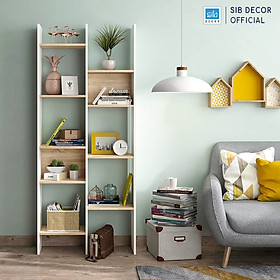 Mua Kệ Gỗ Trang Trí Màu Trắng Phối Vân Gỗ Sồi Hiện Đại Thương Hiệu SIB Decor KSG59