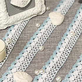 Ruy Băng Ren Vintage Trắng Xanh 