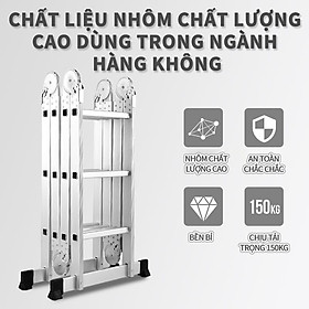 Mua Thang nhôm gấp  thang nhôm gấp gọn đa năng 3 7m 4 đoạn hình chữ M  sử dụng trong nhiều trường hợp