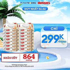 Combo 12 Gói Khăn Ướt Huggies Cacao và Bơ Hạt Mỡ (72 Miếng/ Gói)