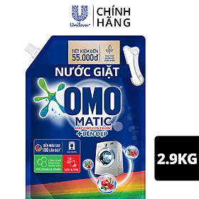 Nước giặt OMO Matic chuyên dụng Cửa Trước Bền Màu với tinh chất Lựu Tre 2.9kg