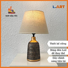 Mua Đèn bàn đèn ngủ để bàn cao cấp gốm sứ vàng gồng vân đen độc đáo DBG010