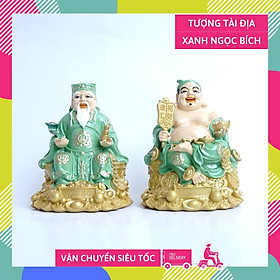 Mua Tượng thờ Tài Địa Thần Tài Thổ Địa sơn xanh đế vàng - Cao 15cm