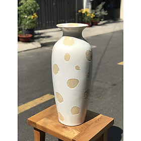 Mua BÌNH HOA GỐM SỨ XUẤT KHẨU TRANG TRÍ DECOR BÌNH CẤM HOA MÀU TRẮNG MEN ĐỐM