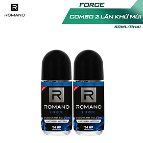 Combo 2 Lăn khử mùi Romano kháng khuẩn & khô thoáng cả ngày 50mlx2 Force