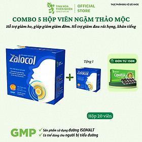 Combo 5 hộp viên ngậm ho thảo mộc Zalocol Hỗ trợ giảm đờm, giảm đau rát họng, khản tiếng do viêm họng, viêm phế quản (hộp 20 viên) - Genat