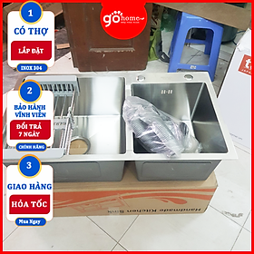 Mua Chậu Rửa Chén Bát SUS304 2 Hố Rửa Kích Thước 82x45