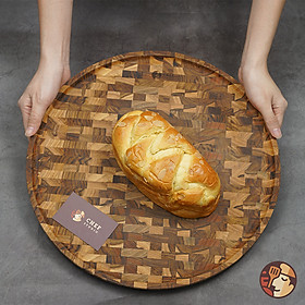 Mua Khay gỗ Teak Chef Studio ghép đầu cây cao cấp hình tròn nhiều kích cỡ  dày 2.5 cm dùng decor  trang trí đồ ăn