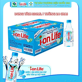 Nước uống kiềm ionLife dung tích 330ml thùng 24 chai chứa vi khoáng tự nhiên, công nghệ Nhật Bản