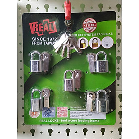 Mua Bộ 5 ổ khoá móc kẽm 30mm  móc 6mm kèm chìa chủ hiệu Real M5RL8031Z