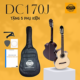 Mua Đàn guitar classic DC170J có khuyết dòng ghitar trung kỹ full size gỗ hồng đào solid cho âm thanh cổ điển ấm áp Duy Guitar