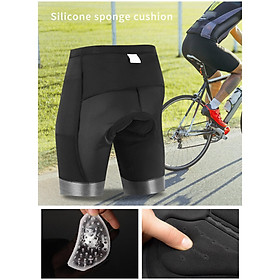 Men Padded Bike Shorts with Pocket and Reflective Strap, Men's Cycling Shorts Wide Waistband Biking Bicycle Pants Riding Trousers