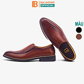 Giày lười da nam công sở Bụi Leather G110 - Da bò Nappa cao cấp - Bảo hành 12 tháng - Màu nâu - 43