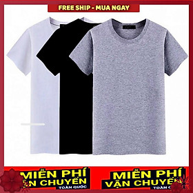 Hình ảnh COMBO 3 Áo thun trơn nam form rộng phong cách hàn quốc vải poly cotton mịn MÀU ĐEN-TRẮNG-XÁM SIÊU SALE !! SIÊU SALE !!