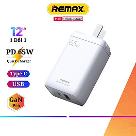 Mua Củ sạc nhanh 2 cổng GaN 65W Remax RP-U53 2 cổng sạc nhanh PD3.0 và QC3.0 Sạc Laptop và Tab   sạc đầy 60% pin cho 14 Pro Max trong 30 phút - Hàng Chính Hãng