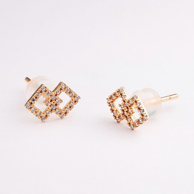 Bông tai vàng hồng 14k Huy Thanh Jewelry BTFAM04
