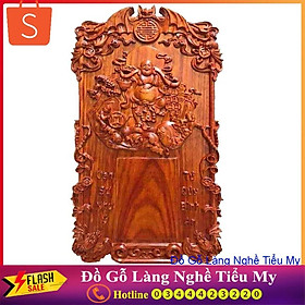Mua Đốc Lịch Đức Di Lặc Ghánh Kim Ngân  Gỗ Hương Liền Khối Đục Nổi  kích thước 70 x 40 x 4cm