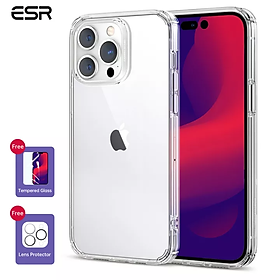 Ốp Lưng dành cho iPhone 14 / 14 Plus/ 14 Pro / 14 Pro Max ESR Krystec Clear Case Siêu Trong Suốt Chống Ố Vàng - Kèm Combo Kính Cường Lực Màn Hình và Camera- Hàng Chính Hãng