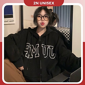 Áo khoác nỉ bông cotton dày mịn - hoodie form rộng unisex JUMP - 2N Unisex