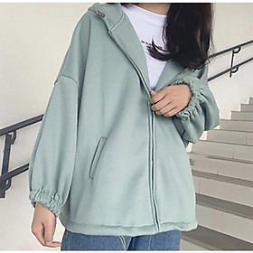 Hình ảnh ÁO KHOÁC HOODIE UNISEX FORM RỘNG NỈ KÉO KHÓA DÂY RÚT