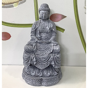 Mua Tượng đá trang trí phòng thờ - Tượng đá Đức Phật A Di Đà ngồi thiền trên tòa sen - Chiều cao 20cm - Màu đá xám