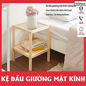 Mua Kệ Đầu Giường Tab Đầu Giường  Kệ Gỗ Khung Gỗ Mặt Kính 2 Tầng Mặt Kính Cường Lực