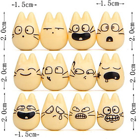Bộ mô hình 12 sắc thái của Chibi Totoro thích hợp trang trí tiểu cảnh, móc chìa khóa, DIY
