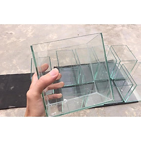 Bể cá mini - bể cá betta 18x12x15 - có keo dán màu đen