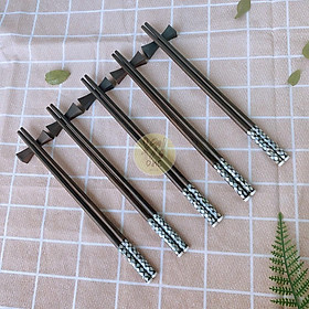 Mua Đũa gỗ Mun khảm trai hình vảy rồng tròn 24cm siêu sạch - Hàng đẹp - Đũa gỗ Cao Cấp